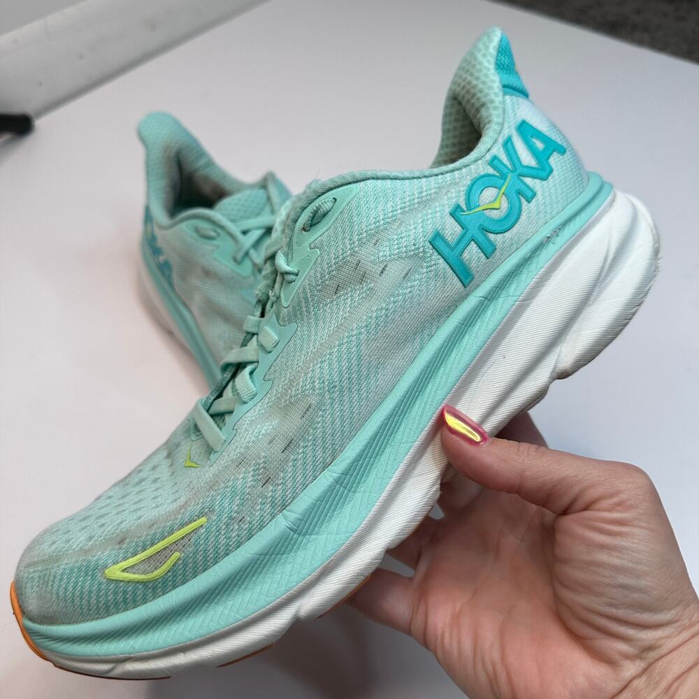 Hoka Clifton 9 Seafoam Aqua Breeze Sneakers